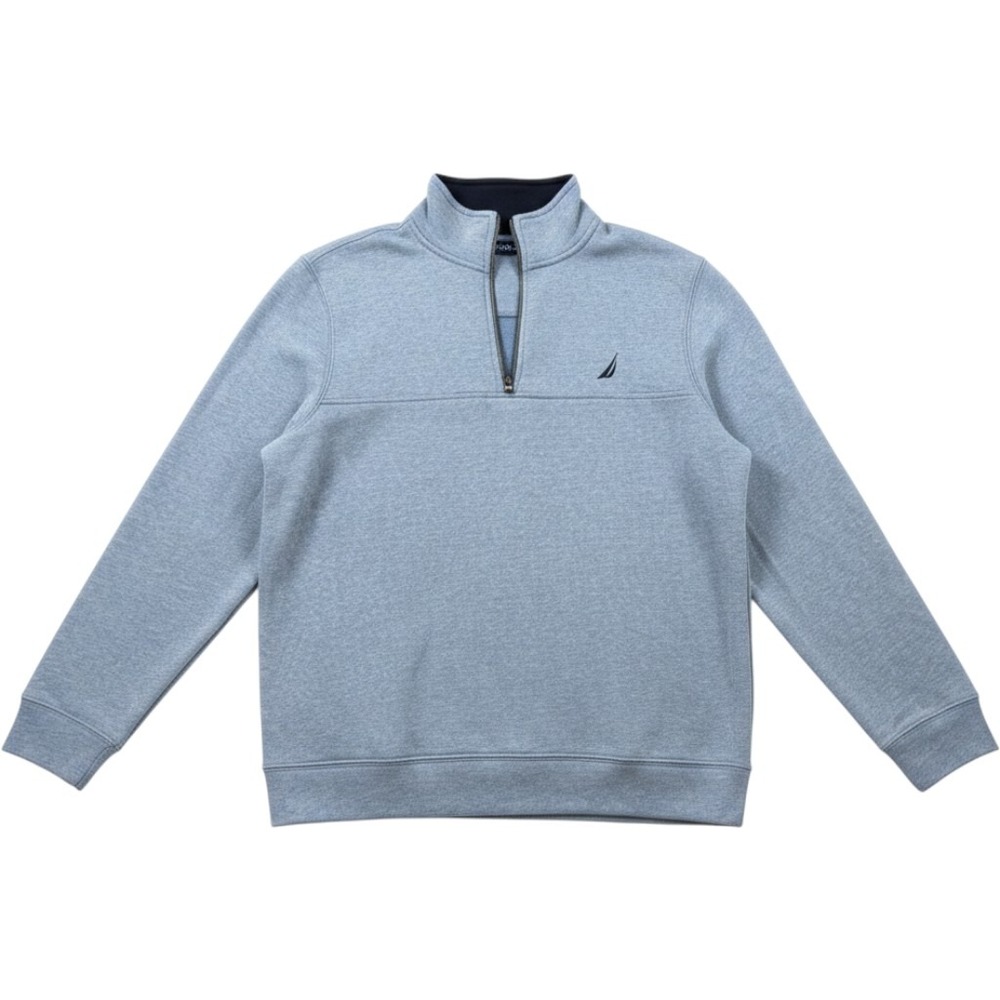Nautica Mens Quarter Zip Pullover Sweatshirt Heather Gray Large Logo